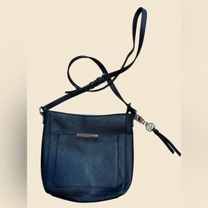 Nine West Black Crossbody Purse Adjustable Strap Silver Hardware